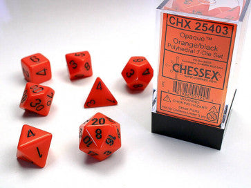 Chessex D7-Die Set Dice Opaque Orange (7 Dice in Display)