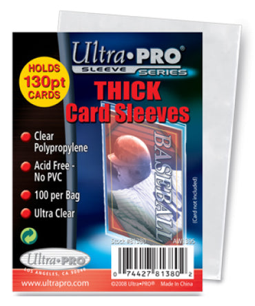 CARD SLEEVE - 100ct Thick Card - Fits thick cards up to 130PT (PK100)