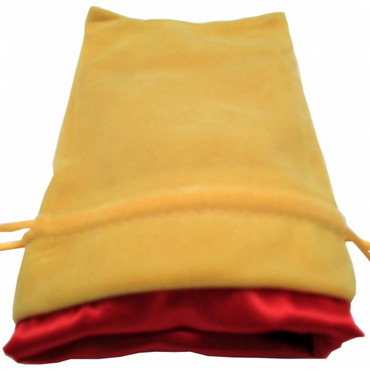 MDG Small Velvet Dice Bag: Gold w/ Red Satin
