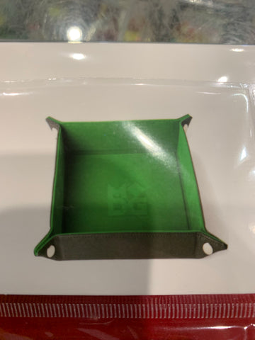 MDG Fold Up Velvet Dice Tray w/ PU Leather Backing: Green