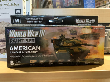 Vallejo 70220 Model Colour WWIII American Armour & Infantry Acrylic 8 Colour Paint Set