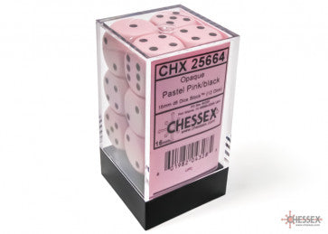 Chessex 16mm D6 Dice Block Opaque Pastel Pink/Black