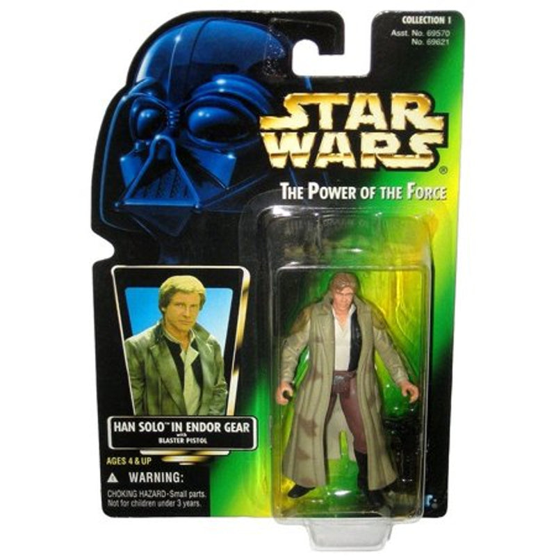 Hasbro Star Wars The Power of the Force Collection Action Figure Han Solo in Endor Gear  with Blaster Pistol