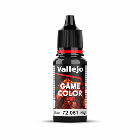 Vallejo - Game Colour - Black 18ml Acrylic Paint - New Formulation