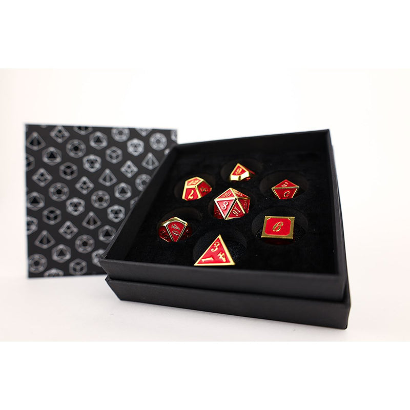 LPG Dice Set - Metal RPG Serif Red/Gold