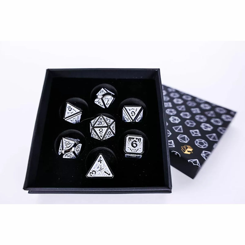 LPG Dice Set - Metal RPG Draco Dark Light Blue/Silver