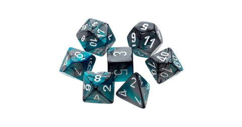 Chessex Polyhedral 7-Die Set Gemini Steel-Teal/White (7 Dice in Display)