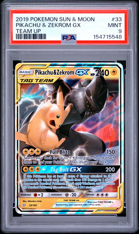 PSA 9 Pikachu & Zekrom GX (033/181) [Team Up] - slab photo