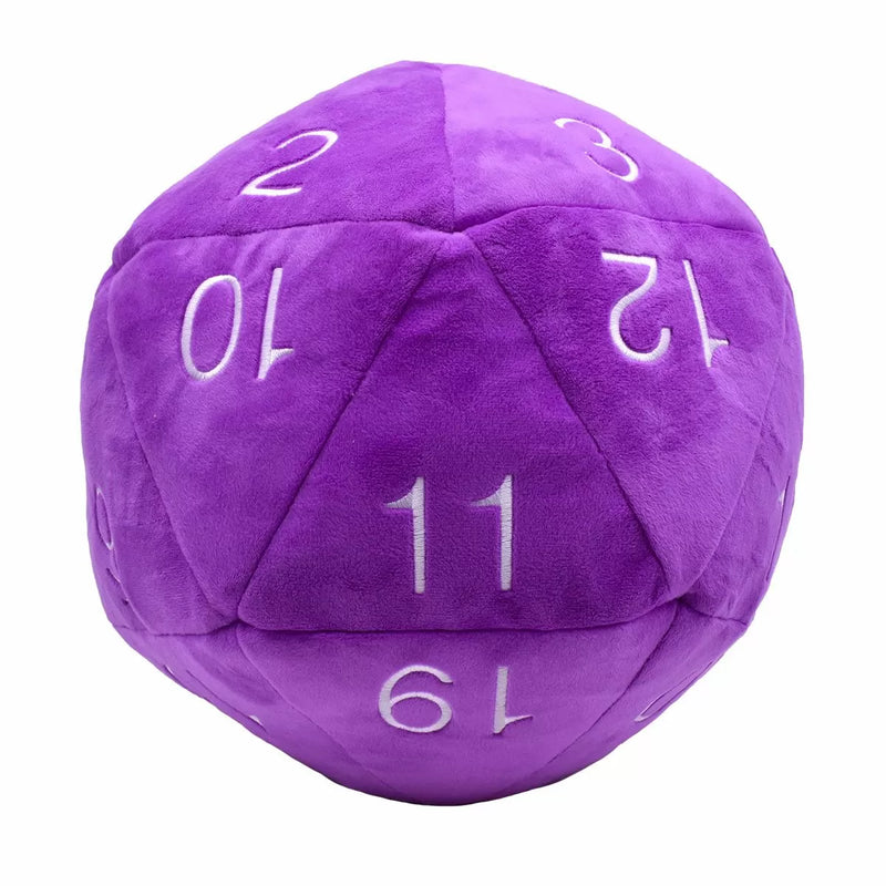 Jumbo D20 Dice Plush Purple and White