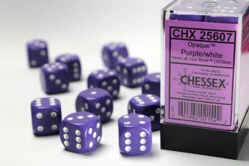 Chessex 16mm D6 Dice Block Opaque Purple/White