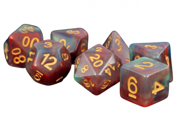 MDG Polyhedral Resin Dice Set - Red Pearl Swirl