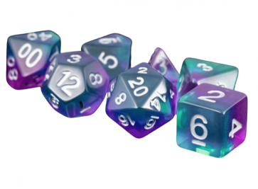 MDG 16mm Resin Polyhedral Dice Set: Blue Aurora