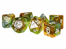 MDG Polyhedral Resin Dice Set - Yellow Aurora