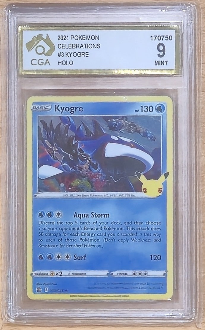 2021 Pokemon Celebrations Kyogre HOLO (003/025) Graded CGA 9