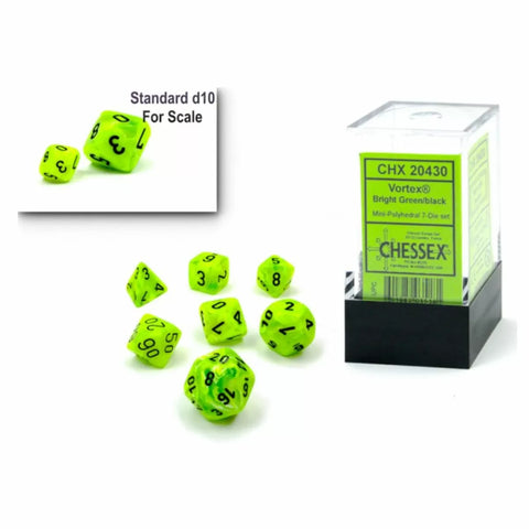 Chessex Vortex Mini Bright Green/Black 7-Die Set