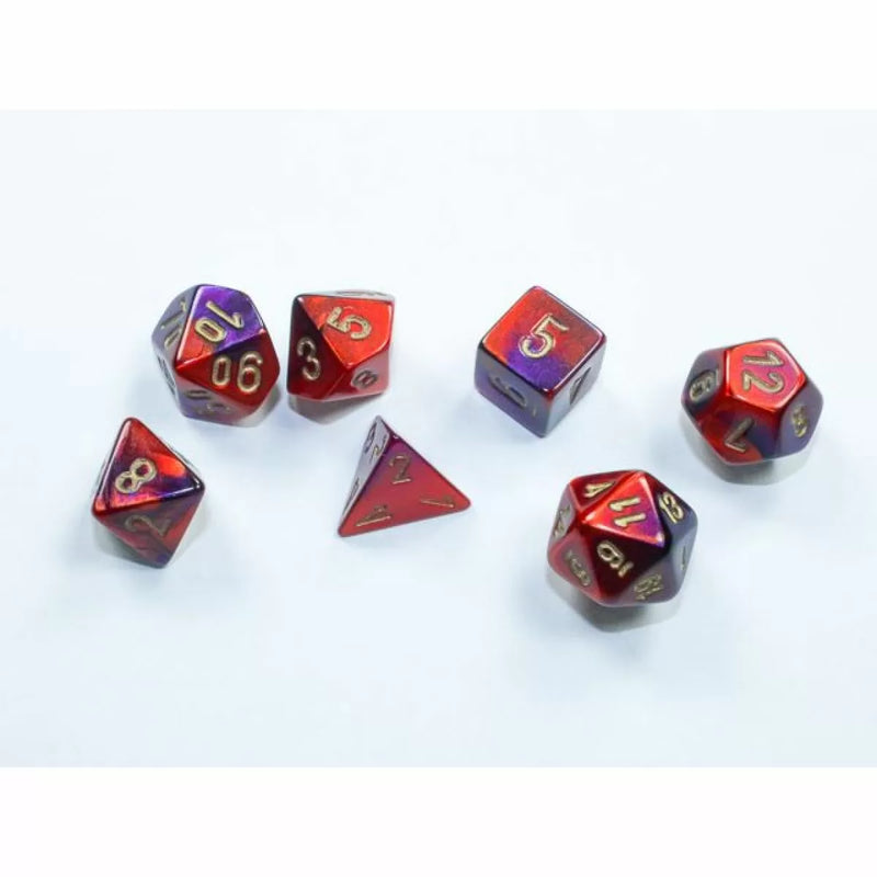 Gemini Mini Purple-Red/Gold 7-Die Set