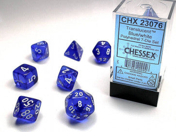 Chessex D7-Die Set Dice Blue/white  (7 Dice in Display)