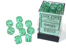 Chessex 12mm D6 Dice Block Borealis Light Green/Gold (Luminary Effect)