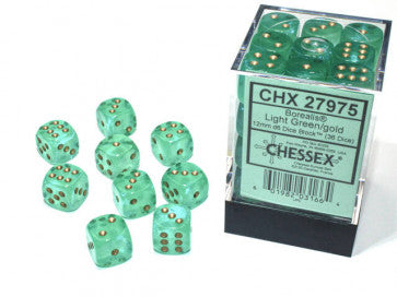 Chessex 12mm D6 Dice Block Borealis Light Green/Gold (Luminary Effect)