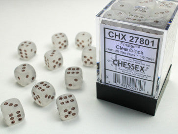 Chessex 12mm D6 Dice Block Frosted Clear/Black