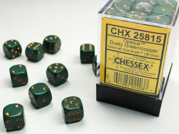 Chessex 12mm D6 Dice Block Opaque Dusty Green/Copper