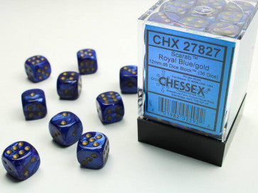 Chessex 12mm D6 Dice Block Scarab Royal Blue/Gold