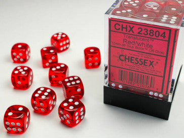 Chessex 12mm D6 Dice Block Translucent Red/White