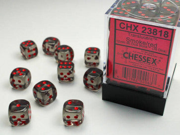 Chessex 12mm D6 Dice Block Block Translucent Smoke / Red