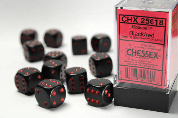 Chessex 16mm D6 Dice Block Opaque Black/Red
