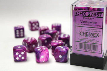 Chessex 16mm D6 Dice Block Festive Violet/White