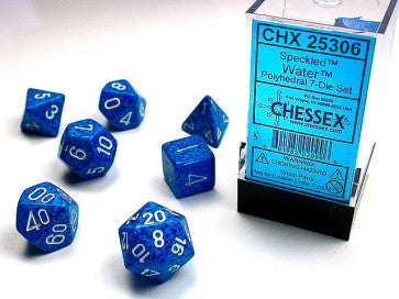 Chessex D7-Die Set Dice Speckled Blue Water (7 Dice in Display)