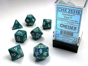 Chessex D7-Die Set Dice Sea Speckled  (7 Dice in Display)