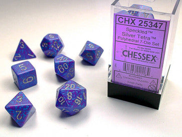 Chessex D7-Die Set Dice Polyhedral Silver Tetra  (7 Dice in Display)