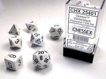 Chessex D7-Die Set Dice Opaque White (7 Dice in Display)