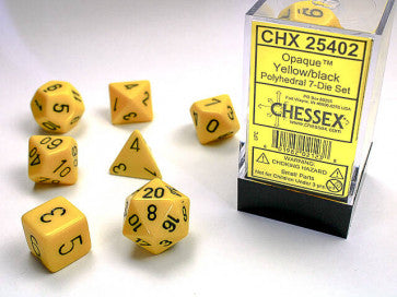 Chessex D7-Die Set Dice Opaque Yellow (7 Dice in Display)