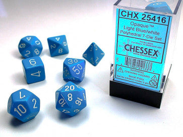 Chessex D7-Die Set Dice Opaque Polyhedral Light Blue/White (7 Dice in Display)