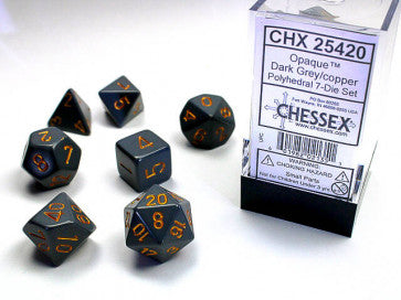 Chessex D7-Die Set Dice Opaque Dark Grey (7 Dice in Display)