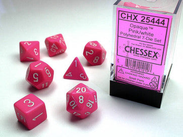 Chessex D7-Die Set Dice Pink / White  (7 Dice in Display)