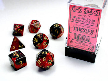 Chessex D7-Die Set Dice Gemini Red/Gold (7 Dice in Display)