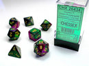 Chessex D7-Die Set Dice Poly Green-Purple/Gold  (7 Dice in Display)