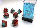 Chessex D7-Die Set Dice Gemini Red Teal Gold  (7 Dice in Display)