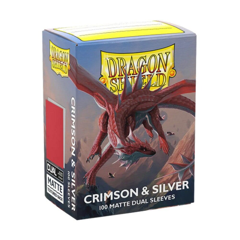 Dragon Shield - Sleeves - Box 100 - Standard Size - Matte Dual - Crimson & Silver
