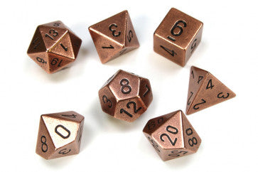 Chessex D7-Die Set Dice Metal Polyhedral Copper (7 Dice in Display)