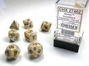 Chessex D7-Die Set Dice Marble Ivory Black  (7 Dice in Display)