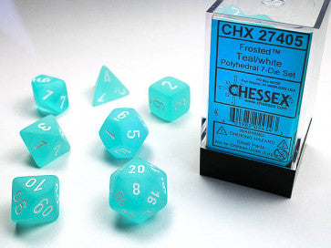 Chessex D7-Die Set Dice Frosted Teal White  (7 Dice in Display)