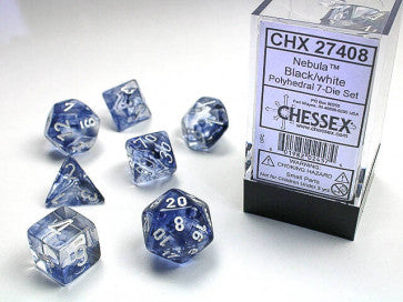 Chessex D7-Die Set Dice Nebula  Black White  (7 Dice in Display)