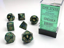 Chessex D7-Die Set Dice Scarab Polyhedral Jade/Gold (7 Dice in Display)