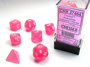 Chessex Polyhedral 7-Die Set Frosted Pink/White