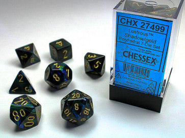 Chessex D7-Die Set Dice Lustrous Shadow/Gold  (7 Dice in Display)