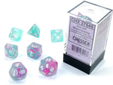 Chessex Polyhedral 7-Die Set Nebula Wisteria/White (Luminary Effect)